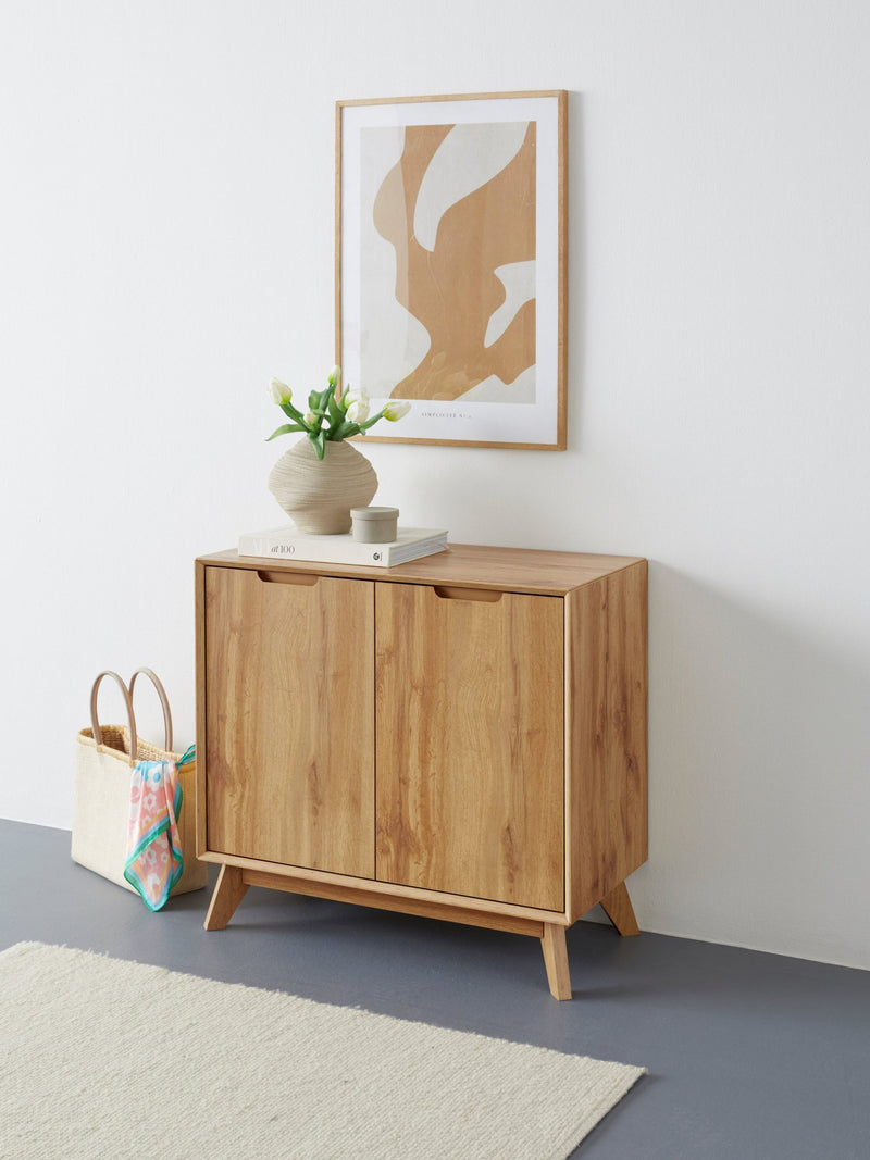 Comoda Pandrup cu aspect scandinav cu 2 uși 80 cm lățime - LunaHome.ro