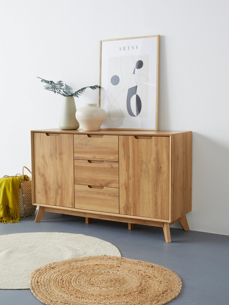 Comoda Pandrup cu aspect scandinav cu 3 sertare, 120 cm lățime - LunaHome.ro