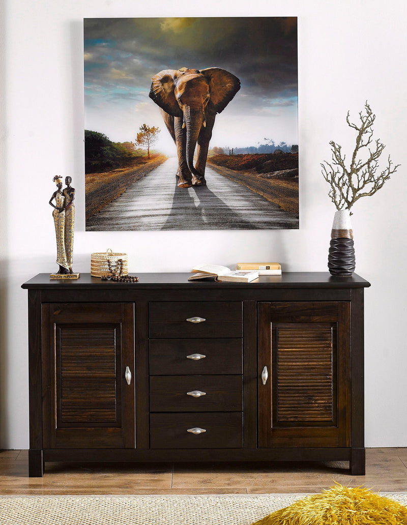 Comodă Rauna din lemn de pin wenge 150 cm lățime - LunaHome.ro