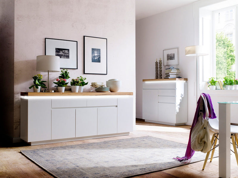 Comoda Romina, cu iluminare LED din lemn si Mdf, 200 cm latime - LunaHome.ro