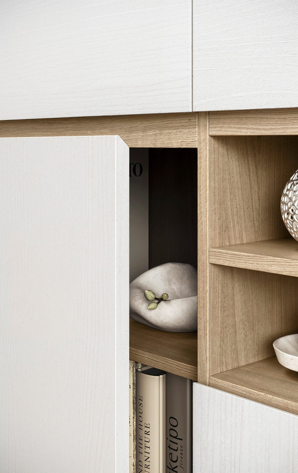 Comodă Stranda albă cu design modern 165 cm lățime