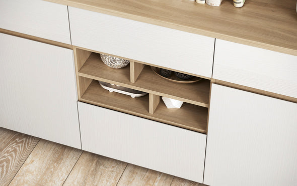 Comodă Stranda albă cu design modern 165 cm lățime