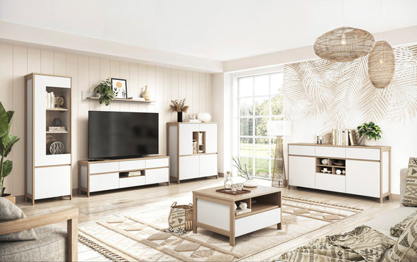 Comodă Stranda albă cu design modern 165 cm lățime