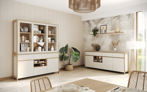 Comodă Stranda albă cu design modern 165 cm lățime