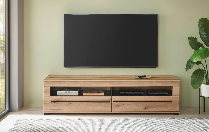 Comoda TV Cantara culoare stejar cu 2 sertare 180 cm latime