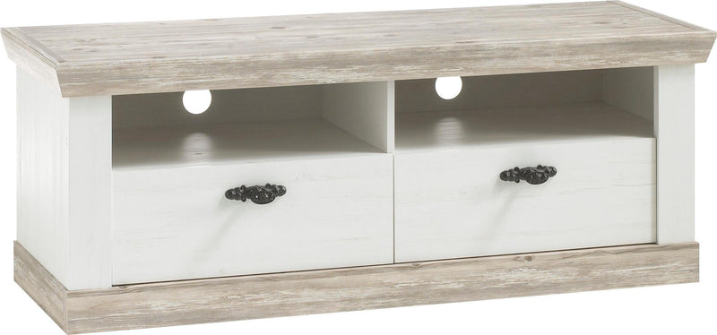 Comoda TV Florence cu aspect de lemn de pin alb, lățime 134 cm - LunaHome.ro