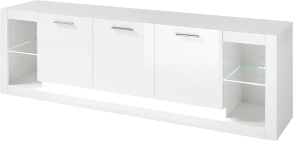 Comoda TV Meran alba cu design modern, 198 cm lungime - LunaHome.ro
