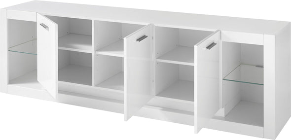Comoda TV Meran alba cu design modern, 198 cm lungime - LunaHome.ro