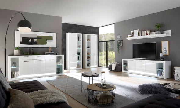 Comoda TV Meran alba cu design modern, 198 cm lungime - LunaHome.ro