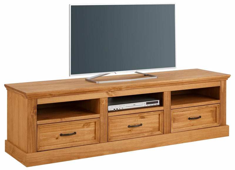 Comoda TV Selma din lemn de pin natur cu 3 sertare 170 cm - LunaHome.ro