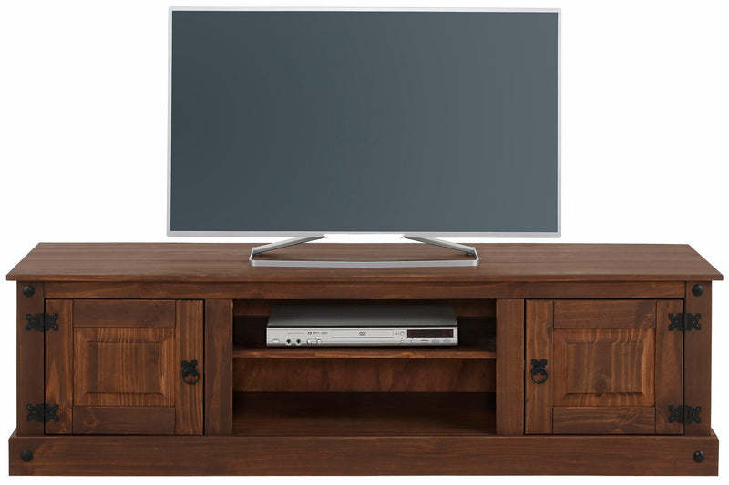 Comoda TV »Mexico« din lemn masiv de pin maro inchis, 160 cm - LunaHome.ro