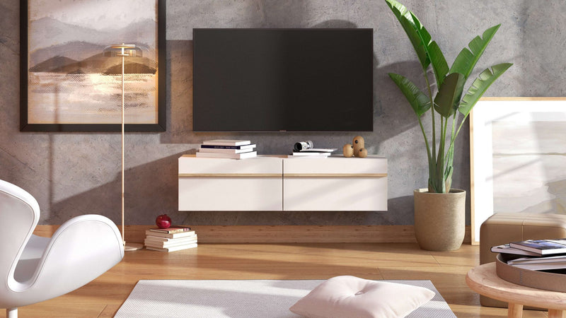 Comoda TV suspendata bej cașmir 128 cm lungime - LunaHome.ro