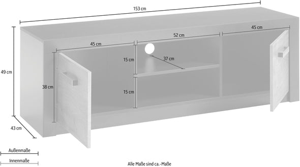 Comoda Tv Brugges cu design industrial, 153 cm lățime