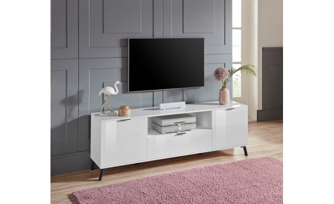 Comoda Tv Casanova alb lucios, 180 cm latime - LunaHome.ro