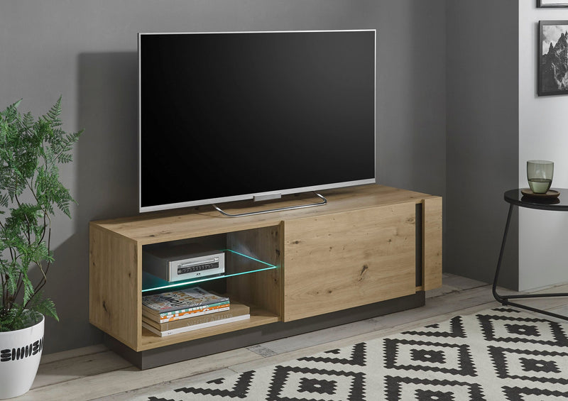 Comoda Tv Clair culoare stejar cu design modern 138 cm - LunaHome.ro
