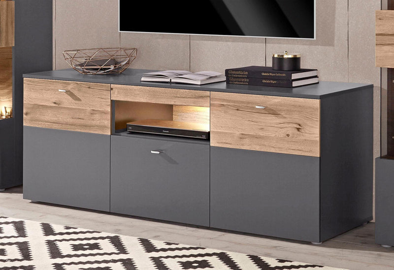 Comoda Tv Como gri cu iluminare 150 cm lungime - LunaHome.ro