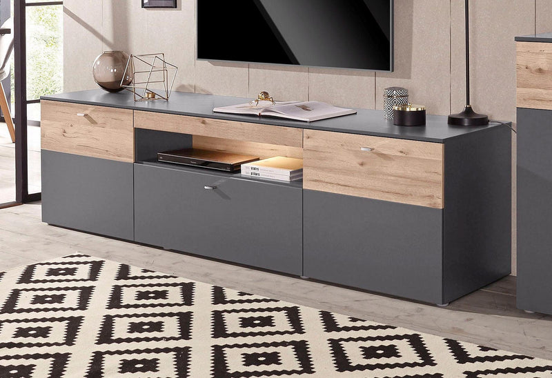 Comoda Tv Como gri cu iluminare 210 cm lungime - LunaHome.ro