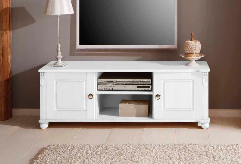 Comodă Tv Ferrera din lemn de pin alb, 140 cm lățime - LunaHome.ro