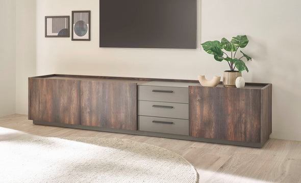 Comoda Tv Largo cu design industrial, soft close 240 cm lungime