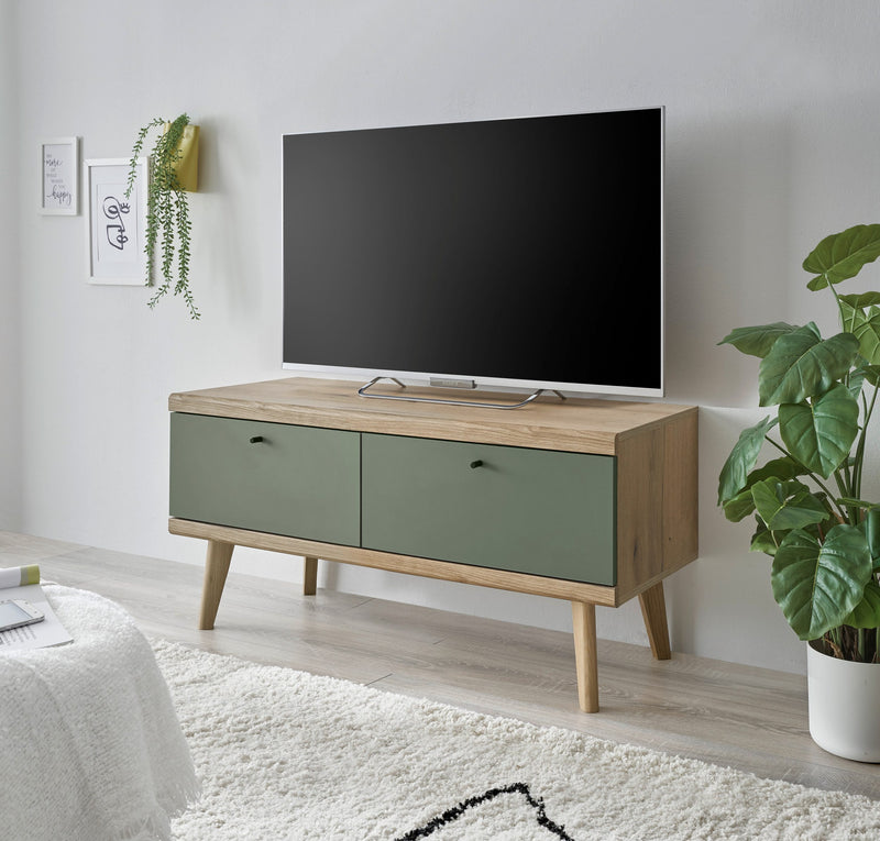 Comoda Tv Mavas in stil scandinav verde 107 cm lățime - LunaHome.ro