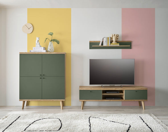 Comoda Tv Mavas in stil scandinav verde 160 cm lățime - LunaHome.ro