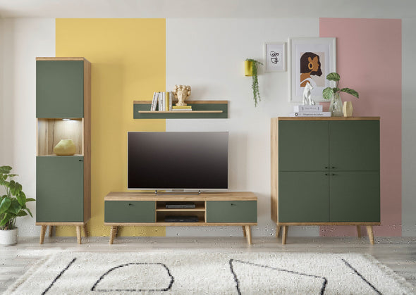 Comoda Tv Mavas in stil scandinav verde 160 cm lățime - LunaHome.ro