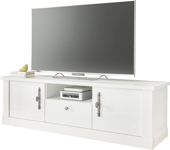 Comodă Tv Ravenna albă în stil romantic, 155 cm lungime - LunaHome.ro