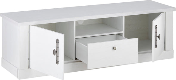 Comodă Tv Ravenna albă în stil romantic, 155 cm lungime - LunaHome.ro