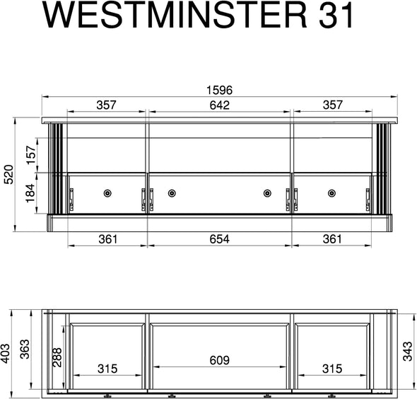 Comoda Tv Westminster cu aspect romantic, 160 cm latime - LunaHome.ro