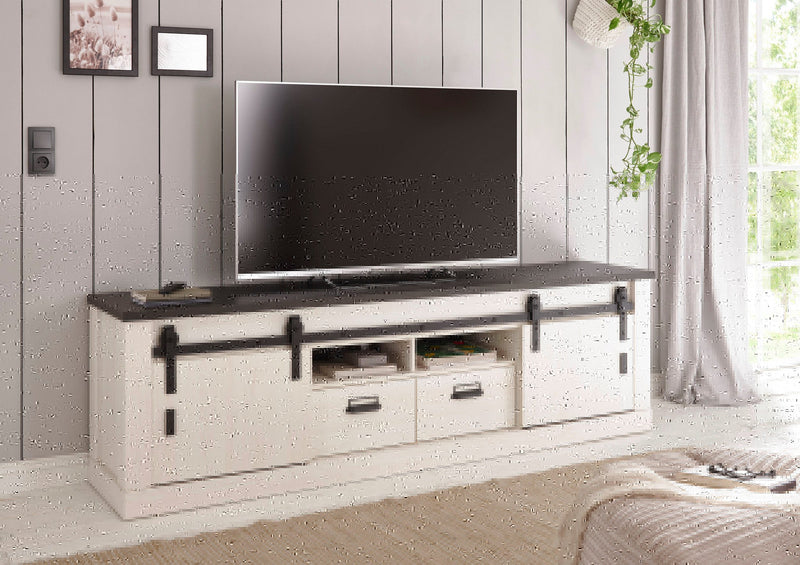 Comoda Tv »SHERWOOD« cu aspect de lemn, usi tip hambar, lățime 201 cm - LunaHome.ro