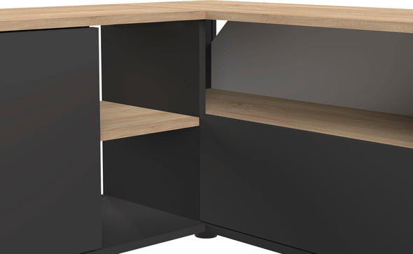 Comoda Tv de colț Angle negru cu stejar 90x90 cm - LunaHome.ro