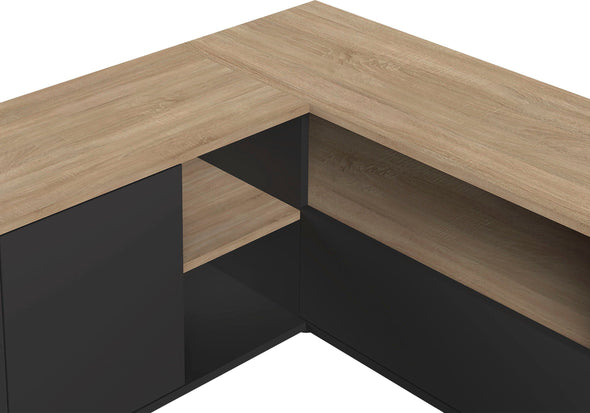 Comoda Tv de colț Angle negru cu stejar 90x90 cm - LunaHome.ro