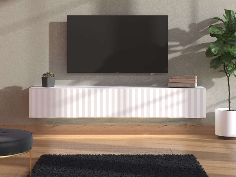 Comoda Tv suspendata Antibes cu model modern alb 192 cm - LunaHome.ro