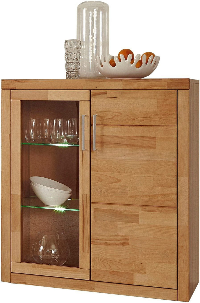 Comoda Woltra Logo cu fronturi din lemn de stejar, 90 cm lățime - LunaHome.ro
