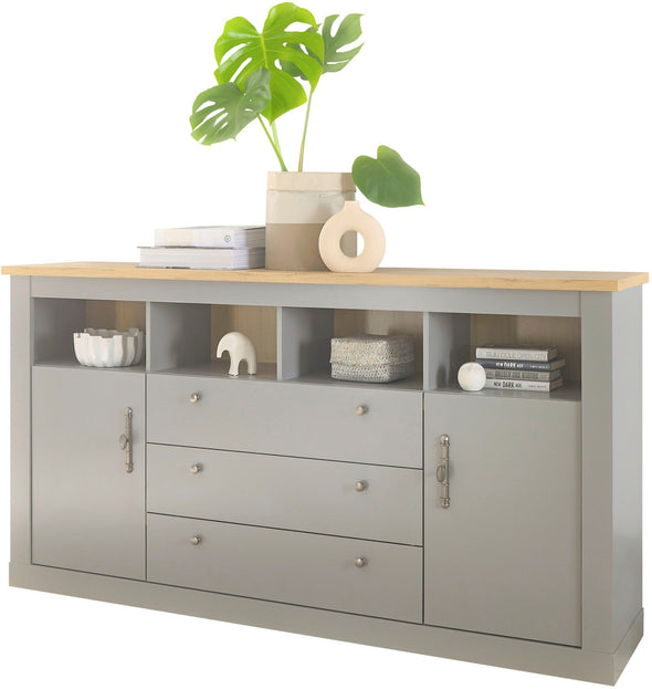 Comoda Chambord gri cu doua usi si 3 sertare 198 cm - LunaHome.ro