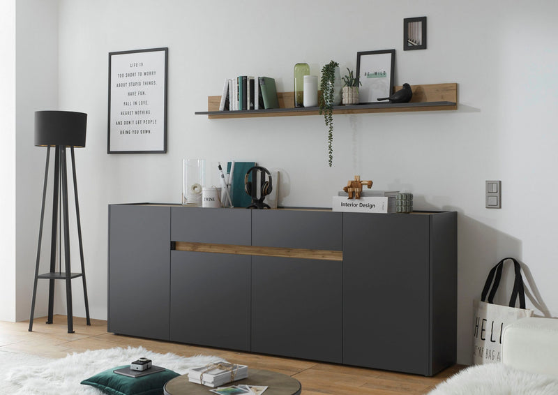 Comoda »City Giron« antracit cu design modern, 223,5 cm latime - LunaHome.ro