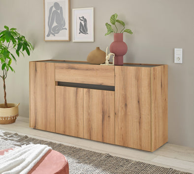 Comoda »City Giron« stejar cu detalii gri antracit 170 cm latime - LunaHome.ro