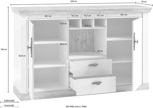 Comoda »Florenz« cu aspect romantic, lățime 168 cm - LunaHome.ro