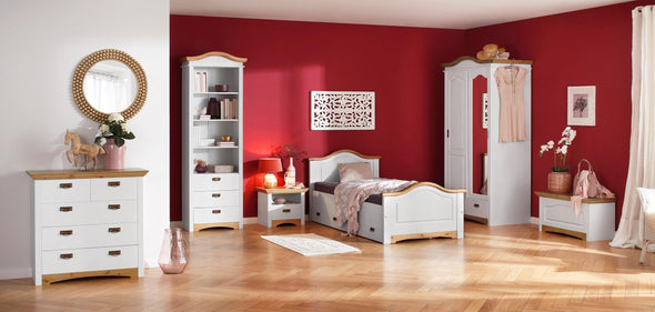 Comoda Konrad din lemn de pin alb rustic 94 cm - LunaHome.ro