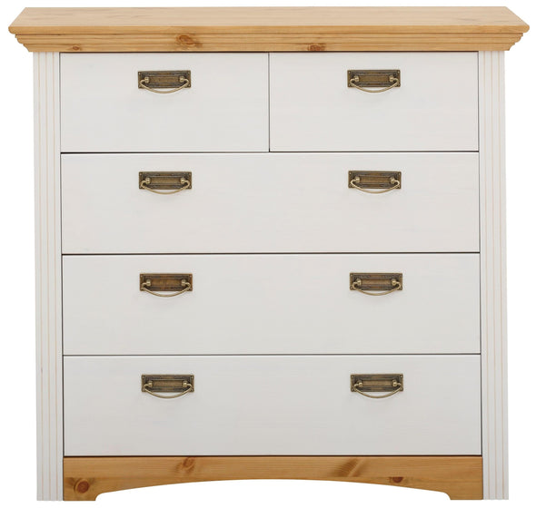 Comoda Konrad din lemn de pin alb rustic 94 cm - LunaHome.ro