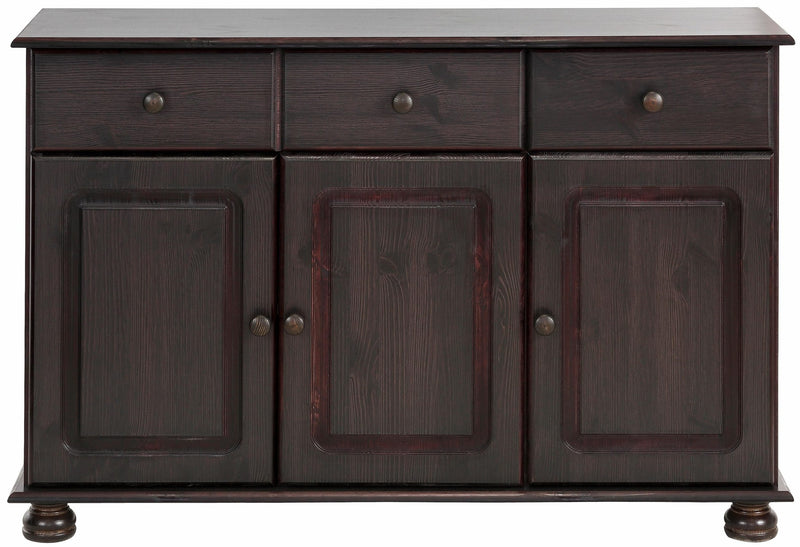 Comoda »Mette« din lemn de pin maro închis, 120 cm latime - LunaHome.ro
