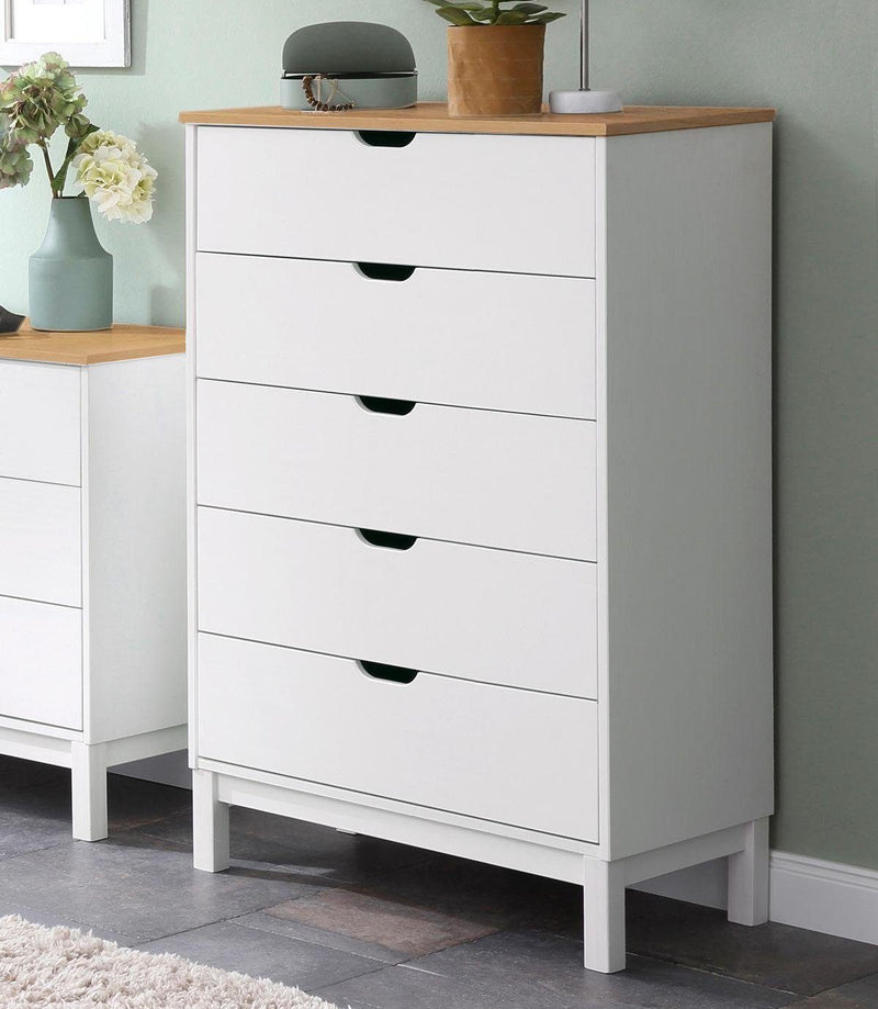 Comodă »Post« lemn de pin cu 5 sertare lățime 76 cm - LunaHome.ro