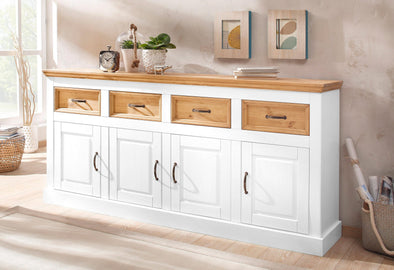 Comoda »Selma« din lemn masiv de pin alb cu natur, 192 cm - LunaHome.ro
