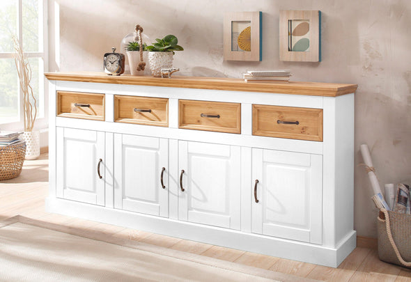 Comoda »Selma« din lemn masiv de pin alb cu natur, 192 cm - LunaHome.ro