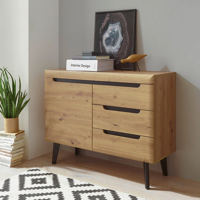 Comoda »Torge« cu design scandinav, aspect de lemn, 107 cm latime - LunaHome.ro