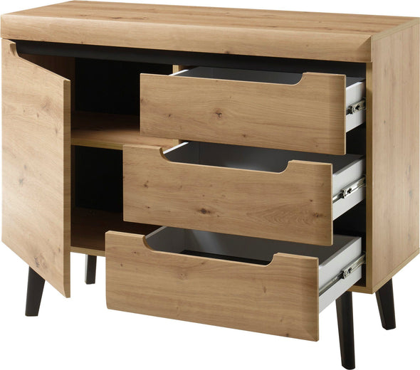 Comoda »Torge« cu design scandinav, aspect de lemn, 107 cm latime - LunaHome.ro
