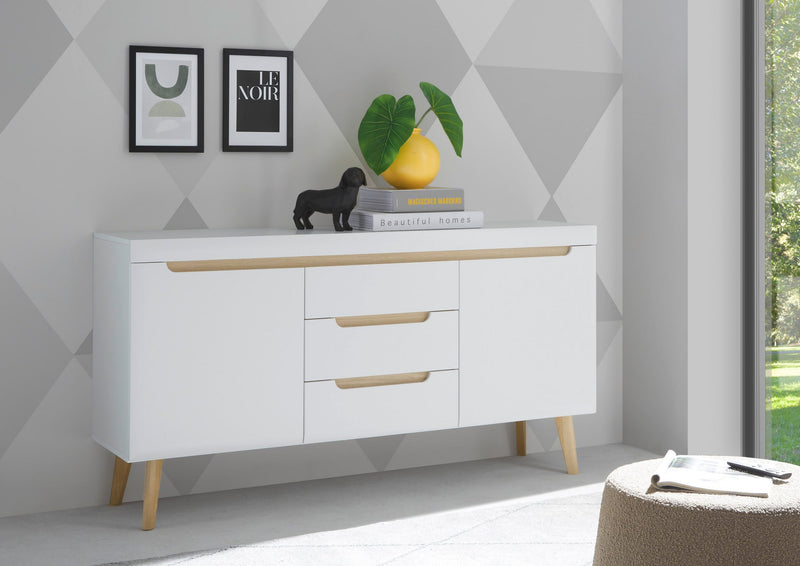 Comoda »Torge« cu design scandinav alba, 160 cm latime - LunaHome.ro