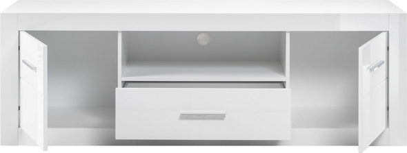 Comoda Tv Bianco alba cu front lucios, 180 cm - LunaHome.ro