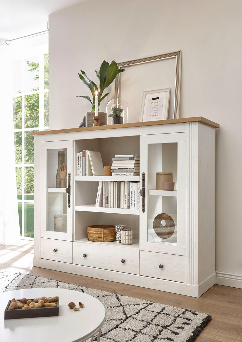 Comoda »WESTMINSTER« cu design elegant alb cu aspect de lemn 160 cm - LunaHome.ro