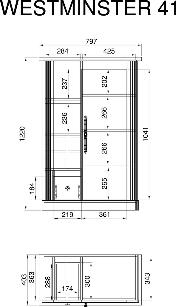 Comodă »Westminster« alb cu aspect de lemn, 80 cm latime - LunaHome.ro